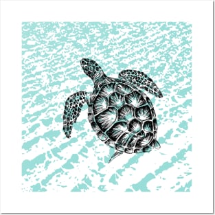 Sea turtle print Posters and Art